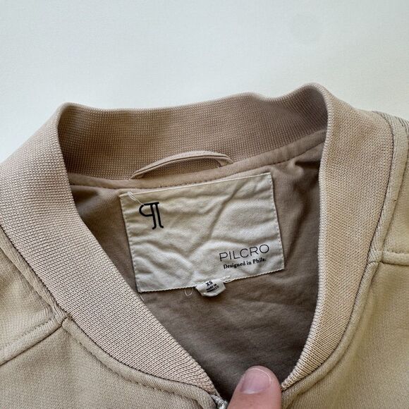 Anthropologie Pilcro Bubble Bomber Jacket XS Oversize Beige Full Zip $138 - Picture 6 of 10